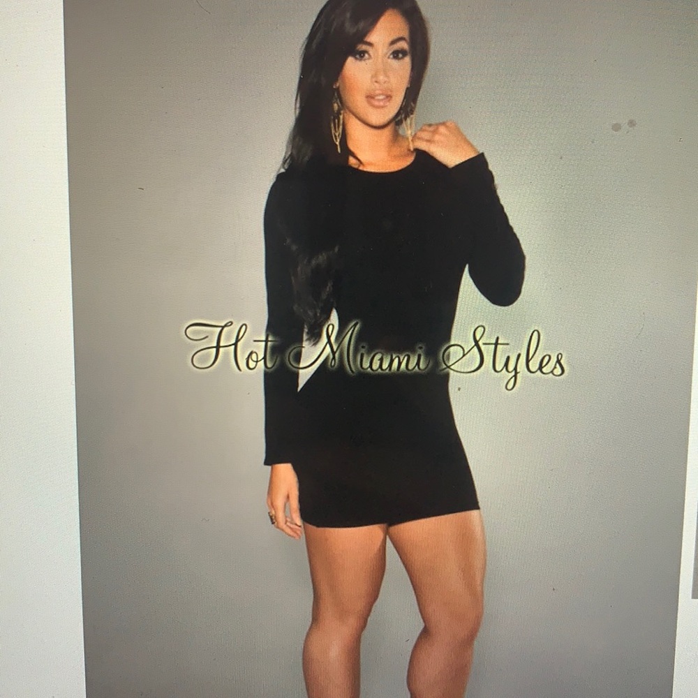 Black  body con long sleeve dress